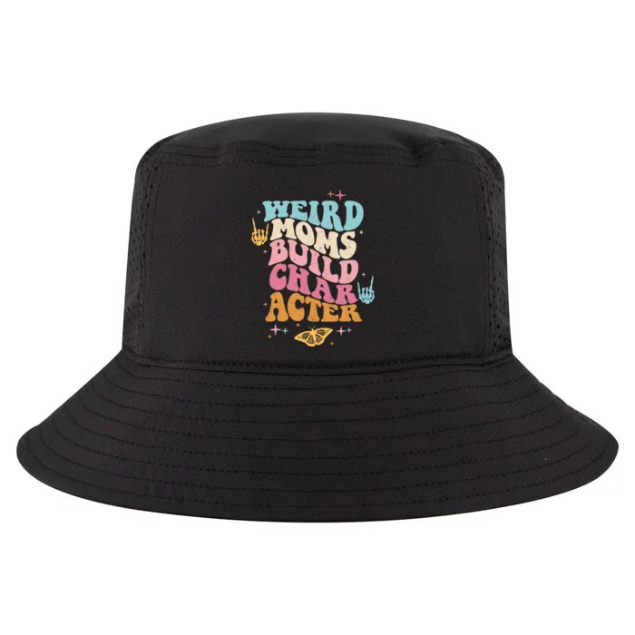 Groovy Weird Moms Build Character, Overstimulated Mom (Back) Cool Comfort Performance Bucket Hat