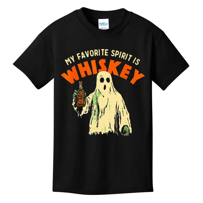 Ghost Whiskey My Favorite Spirit Is Whiskey Ghost Kids T-Shirt