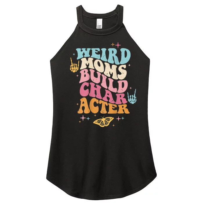 Groovy Weird Moms Build Character, Overstimulated Mom Women’s Perfect Tri Rocker Tank