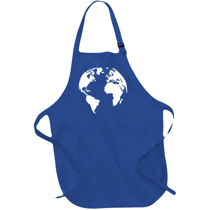 Globe World Map Gift Full-Length Apron With Pocket