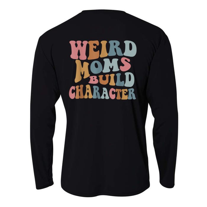 Groovy Weird Moms Build Character Funny , Overstimulated Mom (Back) Front & Back Cooling Performance Long Sleeve Crew