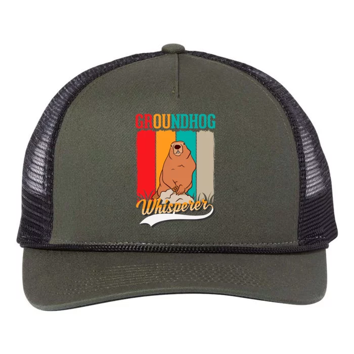 Groundhog Whisperer Marmot Whisperer Retro Rope Trucker Hat Cap