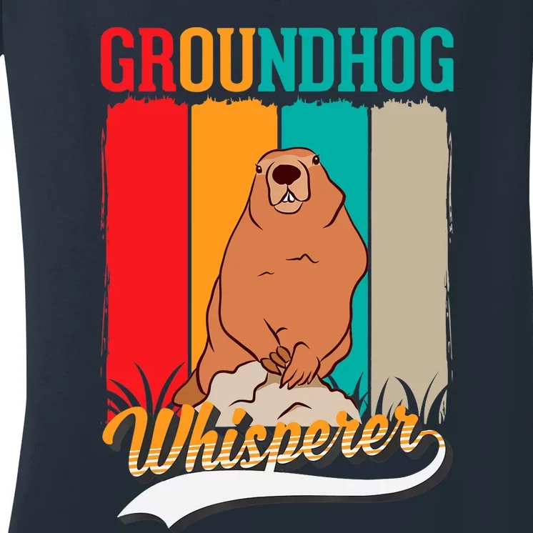 Groundhog Whisperer Marmot Whisperer Women's V-Neck T-Shirt