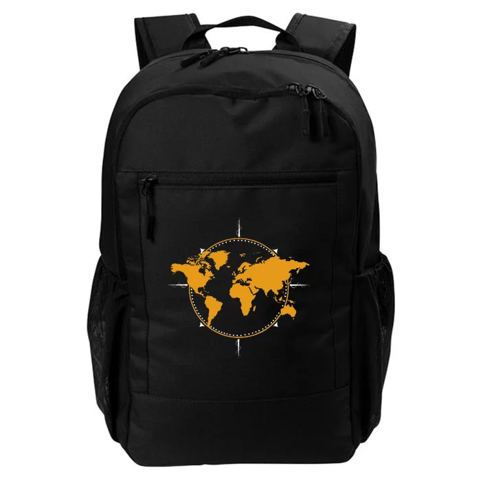 Geographic World Map & Compass Graphic Travel Daily Commute Backpack