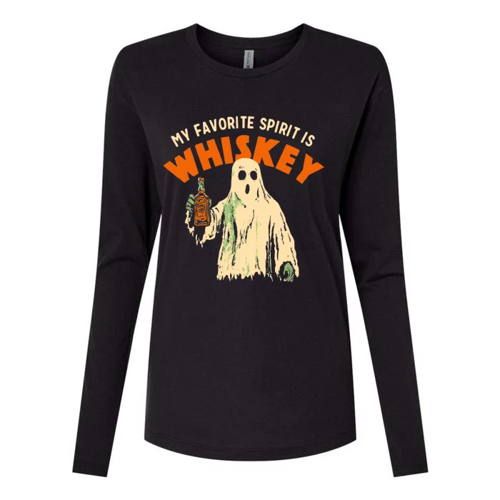 Ghost Whiskey My Favorite Spirit Is Whiskey Ghost Womens Cotton Relaxed Long Sleeve T-Shirt