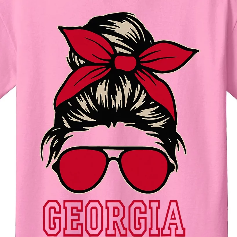 Georgia Women Mom Messy Bun Hair. Kids T-Shirt