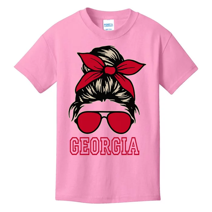 Georgia Women Mom Messy Bun Hair. Kids T-Shirt