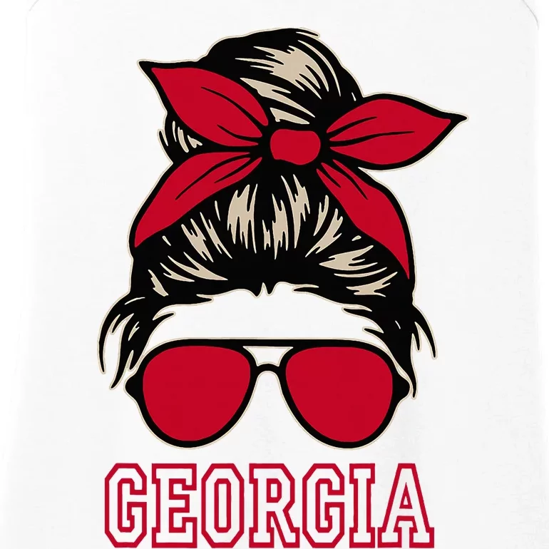 Georgia Women Mom Messy Bun Hair. Ladies Essential Tank