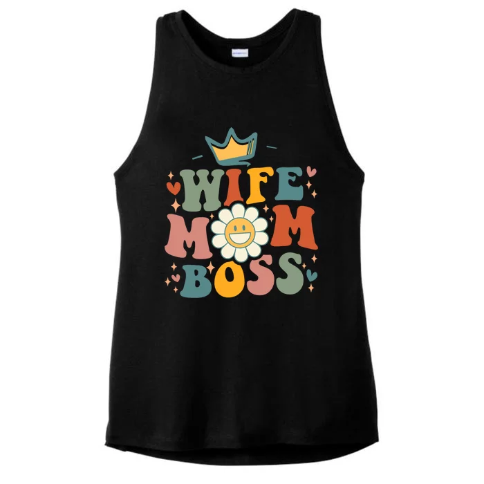 Groovy Wife Mom Boss Mothers Day Gift For Mom Wife Gift Ladies Tri-Blend Wicking Tank