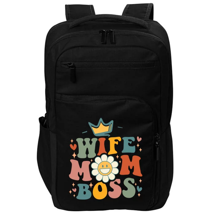 Groovy Wife Mom Boss Mothers Day Gift For Mom Wife Gift Impact Tech Backpack