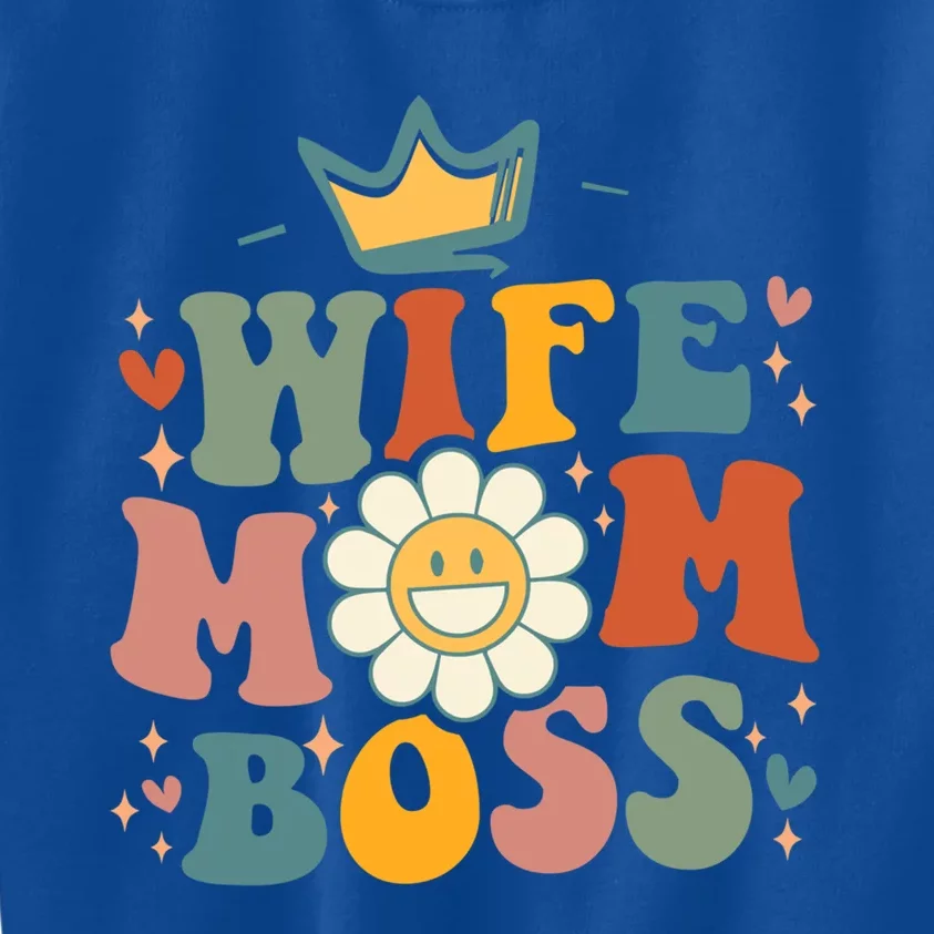 Groovy Wife Mom Boss Mothers Day Gift For Mom Wife Gift Kids Sweatshirt