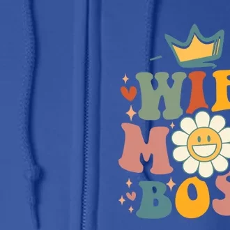 Groovy Wife Mom Boss Mothers Day Gift For Mom Wife Gift Full Zip Hoodie