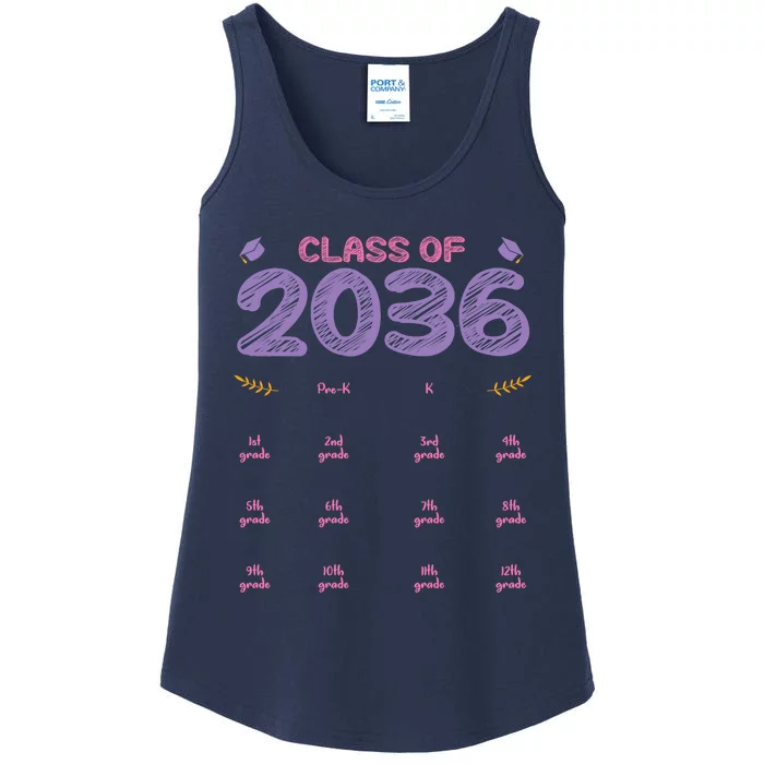 Grow With Me Graduation First Day of School Class of 2036 Ladies Essential Tank