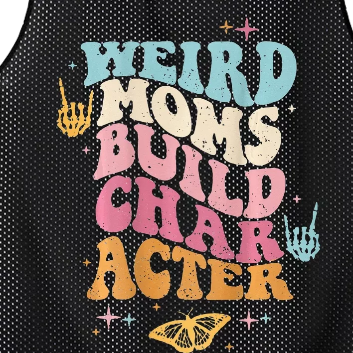 Groovy Weird Moms Build Character, Overstimulated Mom Mesh Reversible Basketball Jersey Tank