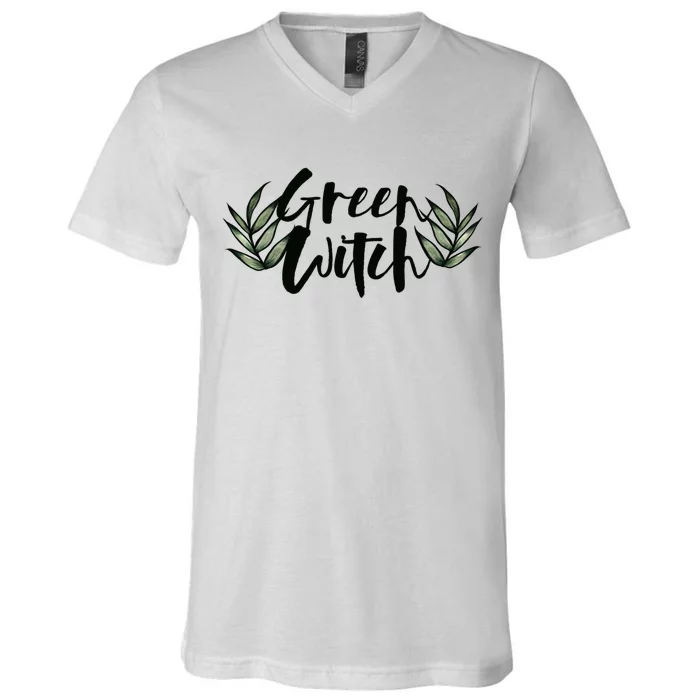 Green Witch Nature Lovers Earth Day Cool Gift V-Neck T-Shirt