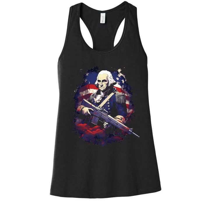 George Washington On The 4th Of July Independence Day Women's Racerback Tank