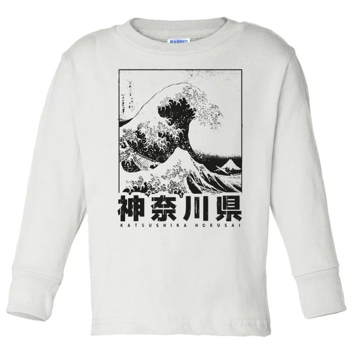 Great Wave Off Kanagawa Japan Aesthetic Japanese Art Toddler Long Sleeve Shirt