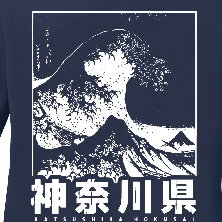 Great Wave Off Kanagawa Japan Aesthetic Japanese Cool Ladies Long Sleeve Shirt