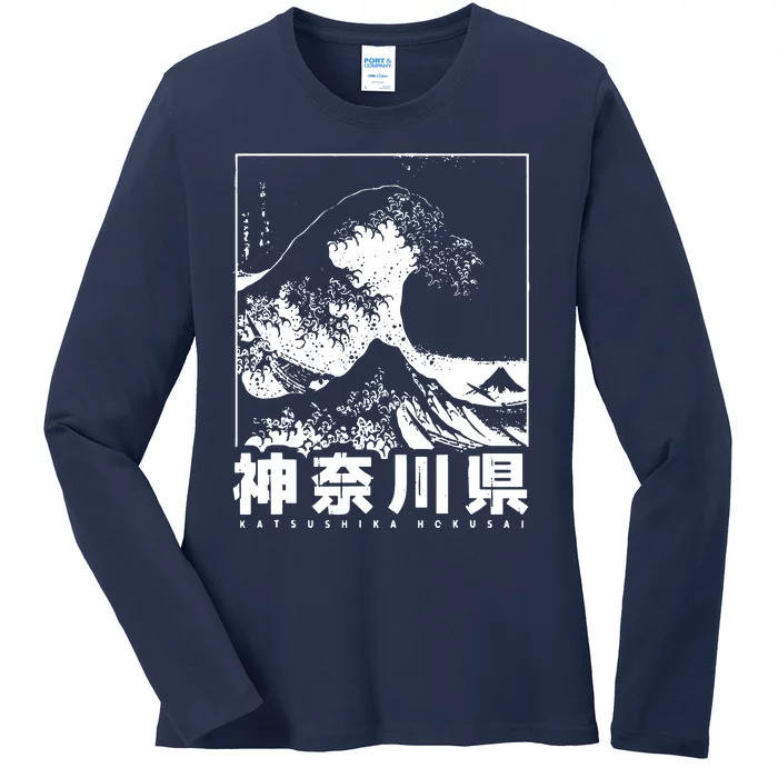 Great Wave Off Kanagawa Japan Aesthetic Japanese Cool Ladies Long Sleeve Shirt