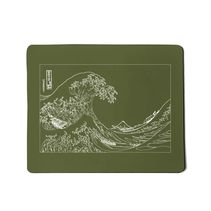 Great Wave Outline Black And White Mousepad