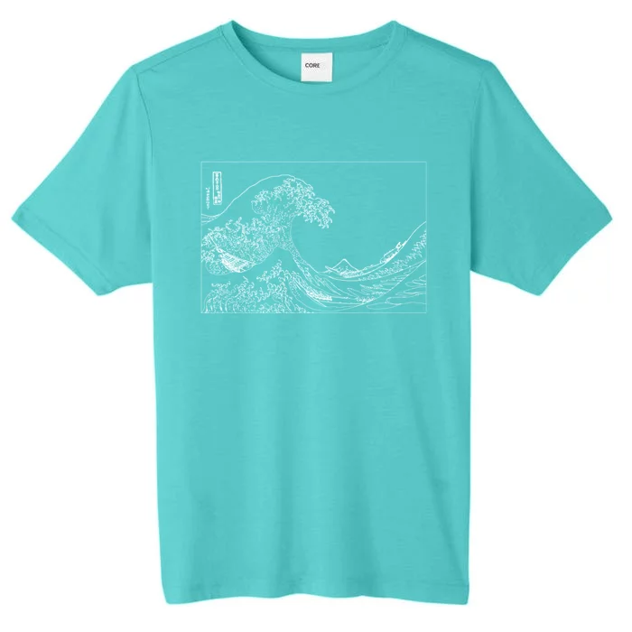 Great Wave Outline Black And White ChromaSoft Performance T-Shirt