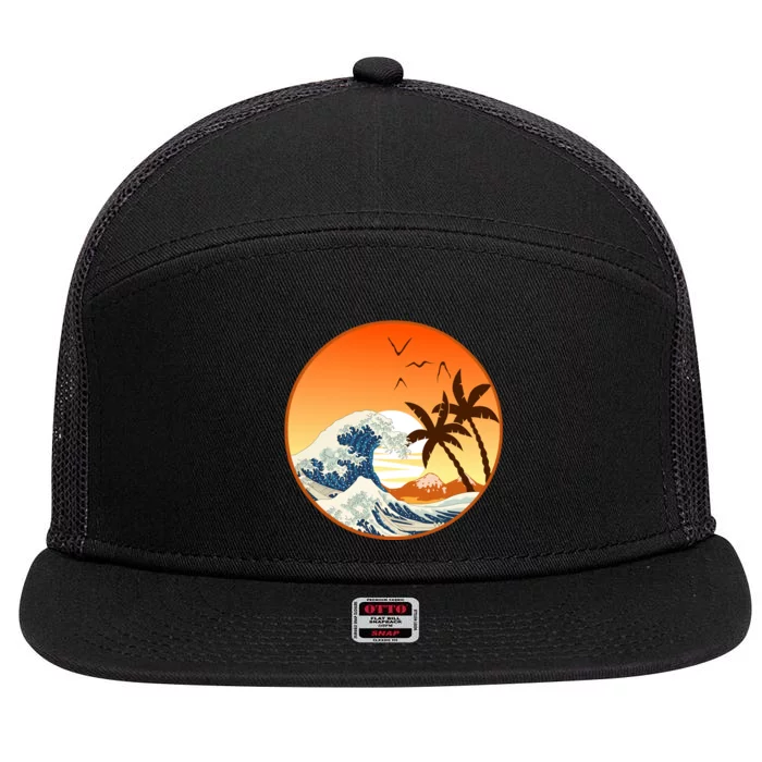 Great Wave Off Kanagawa 7 Panel Mesh Trucker Snapback Hat