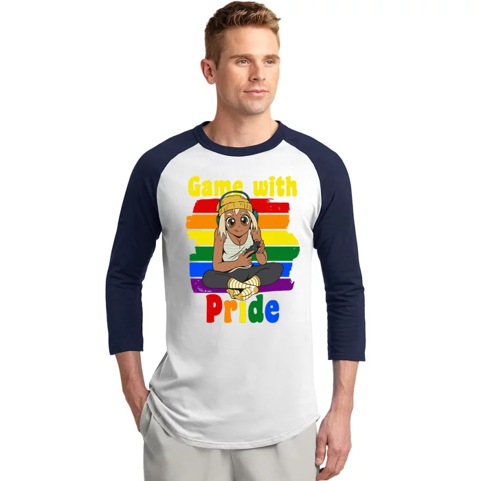 Game With Pride Gaymer Lesbian Gamer Gift Baseball Sleeve Shirt