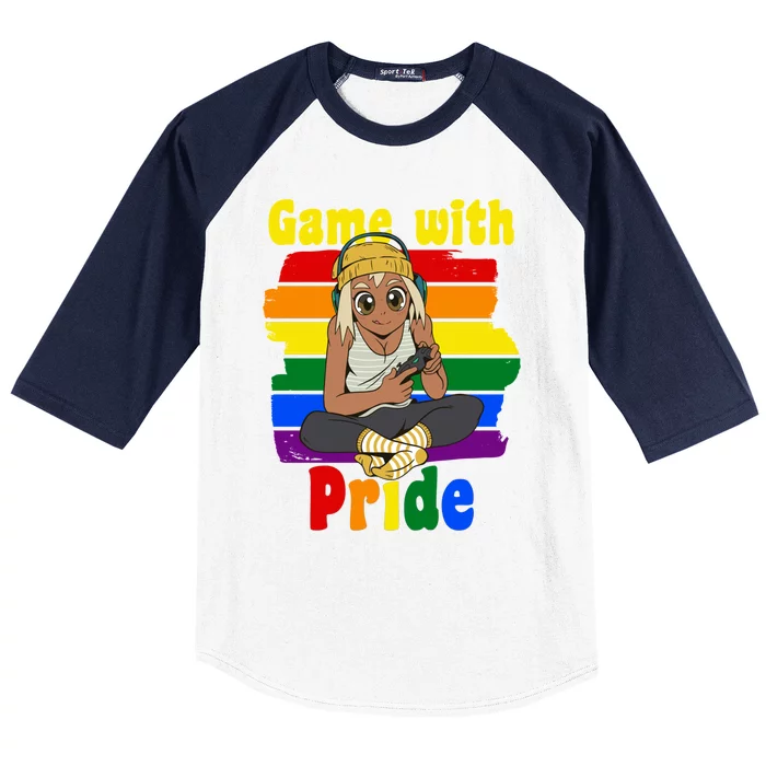 Game With Pride Gaymer Lesbian Gamer Gift Baseball Sleeve Shirt