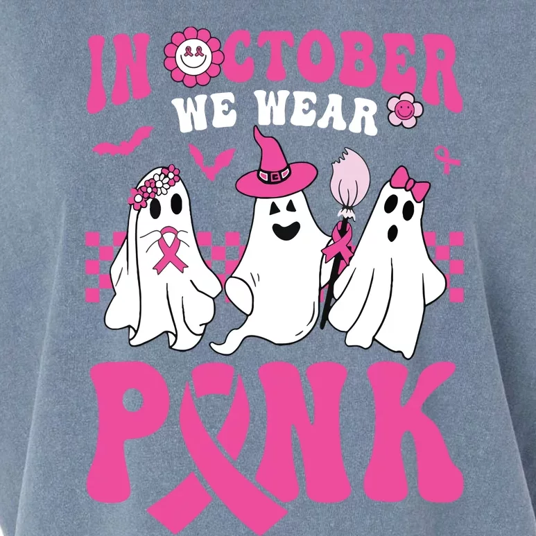 Groovy Wear Pink Breast Cancer Warrior Ghost Halloween Garment-Dyed Women's Muscle Tee