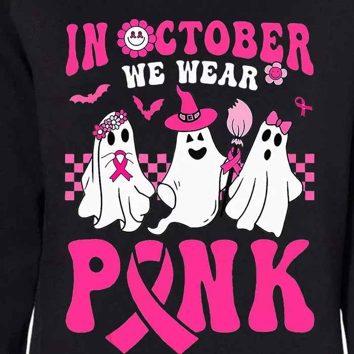 Groovy Wear Pink Breast Cancer Warrior Ghost Halloween Womens California Wash Sweatshirt