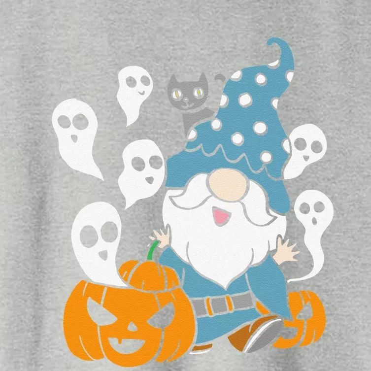 Gnome With Pumpkins Ghosts And Cat Funny Halloween Costume Women's Crop Top Tee