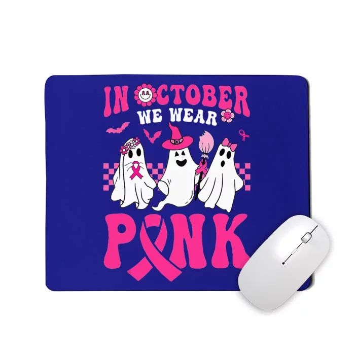 Groovy Wear Pink Breast Cancer Warrior Ghost Halloween Mousepad