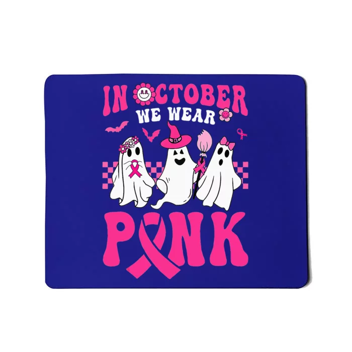 Groovy Wear Pink Breast Cancer Warrior Ghost Halloween Mousepad