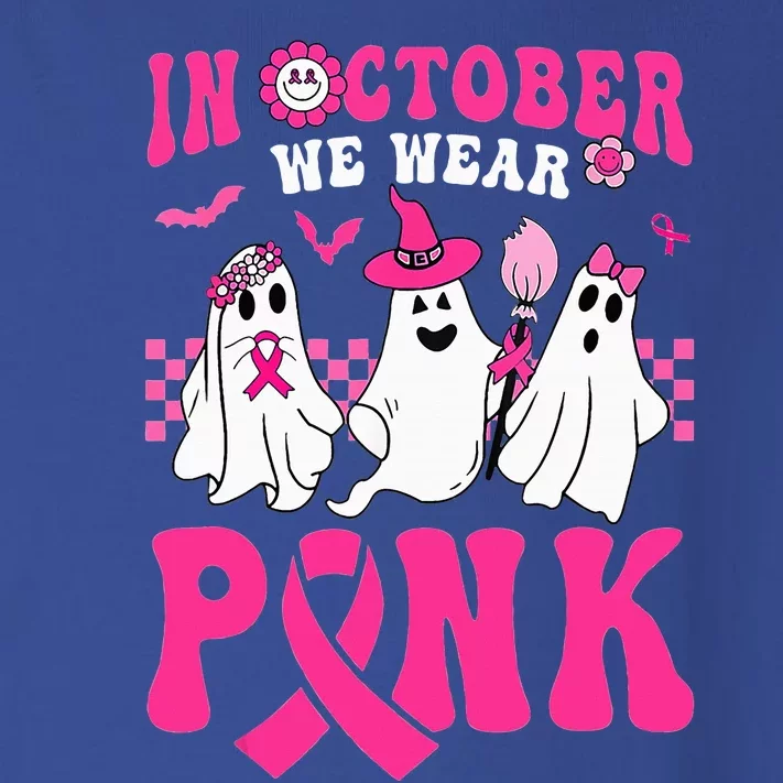 Groovy Wear Pink Breast Cancer Warrior Ghost Halloween Toddler Long Sleeve Shirt