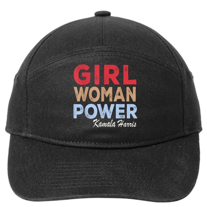 Girl Woman Power Kamala Harris Retro Vintage 7-Panel Snapback Hat