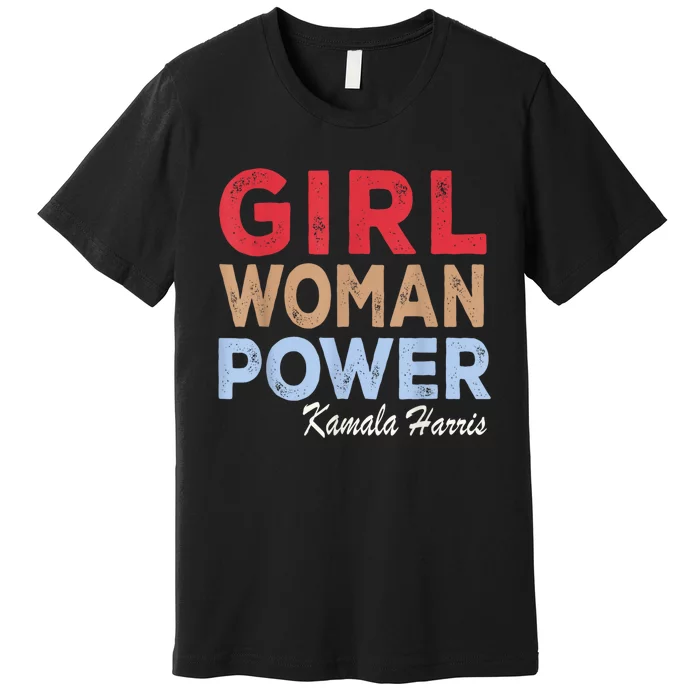 Girl Woman Power Kamala Harris Retro Vintage Premium T-Shirt