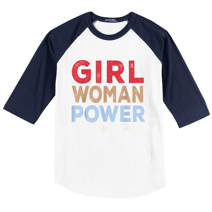 Girl Woman Power Kamala Harris Retro Vintage Baseball Sleeve Shirt