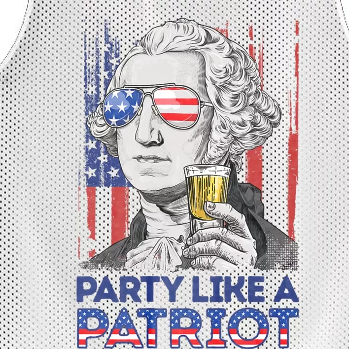 George Washington Party Like A Patriot 4th Of July Mesh Reversible Basketball Jersey Tank