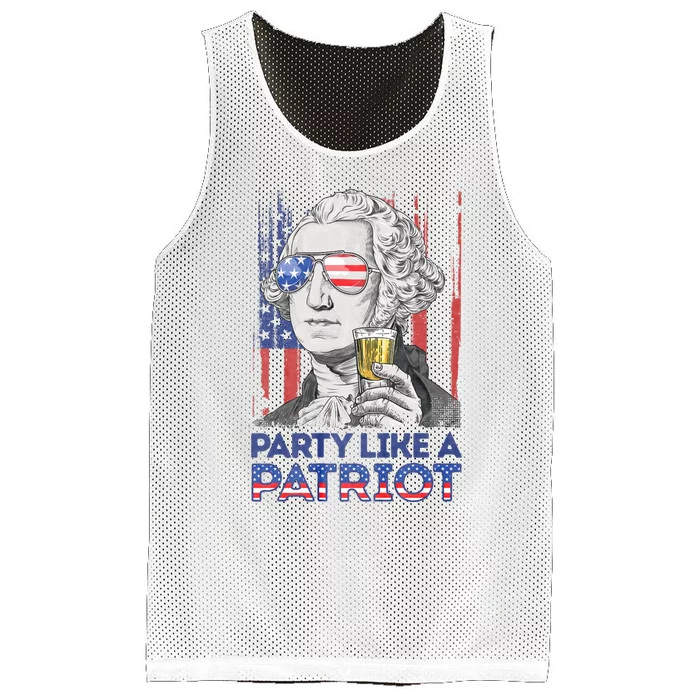 George Washington Party Like A Patriot 4th Of July Mesh Reversible Basketball Jersey Tank