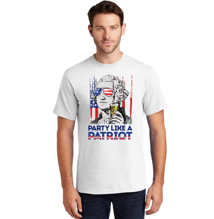 George Washington Party Like A Patriot 4th Of July Tall T-Shirt