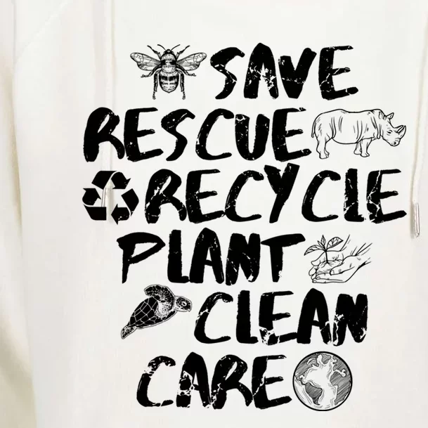 Global Warming Quote Save Rescue Recycle Plant Clean Care Gift Womens Funnel Neck Pullover Hood