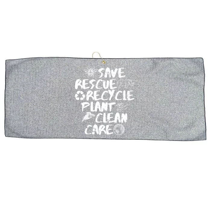 Global Warming Quote Save Rescue Recycle Plant Clean Care Gift Large Microfiber Waffle Golf Towel