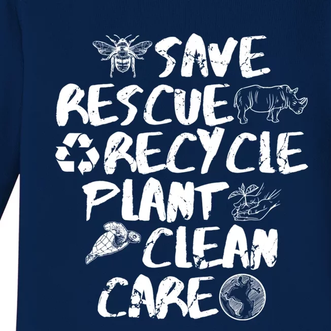 Global Warming Quote Save Rescue Recycle Plant Clean Care Gift Baby Long Sleeve Bodysuit