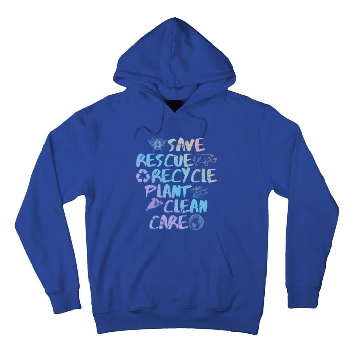 Global Warming Quote Save Rescue Recycle Plant Clean Care Funny Gift Tall Hoodie