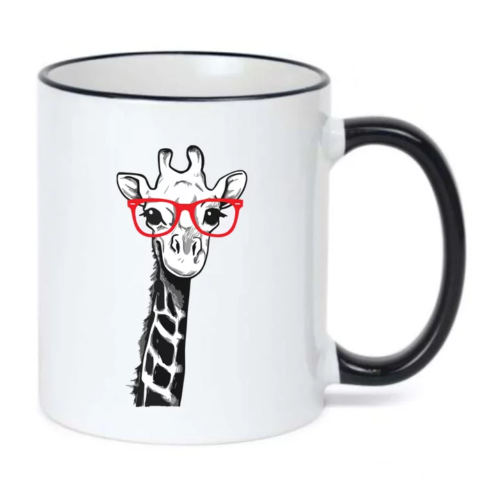 Giraffe With Red Glasses Gift For Zoo Animal Lovers Black Color Changing Mug