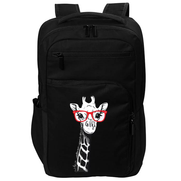 Giraffe With Red Glasses Gift For Zoo Animal Lovers Impact Tech Backpack