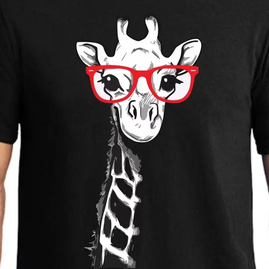 Giraffe With Red Glasses Gift For Zoo Animal Lovers Pajama Set