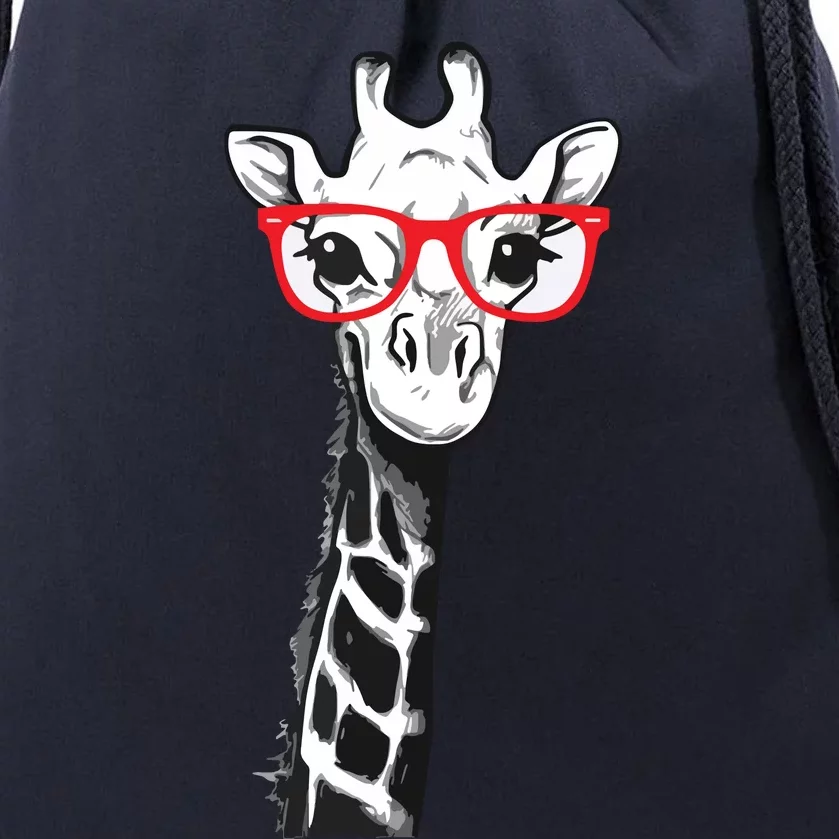 Giraffe With Red Glasses Gift For Zoo Animal Lovers Drawstring Bag