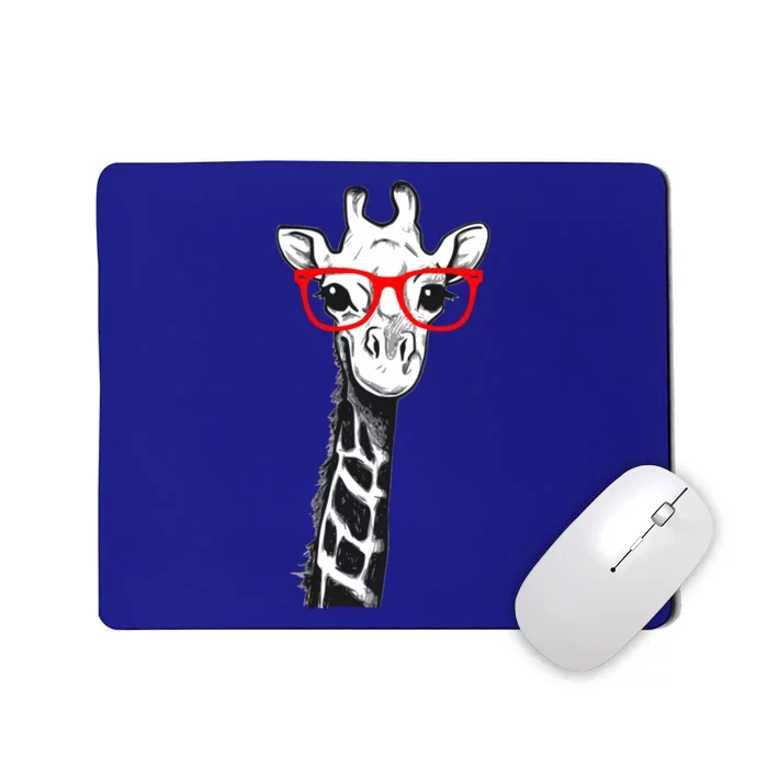 Giraffe With Red Glasses Gift For Zoo Animal Lovers Gift Mousepad