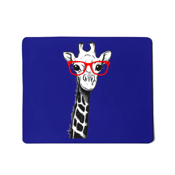 Giraffe With Red Glasses Gift For Zoo Animal Lovers Gift Mousepad